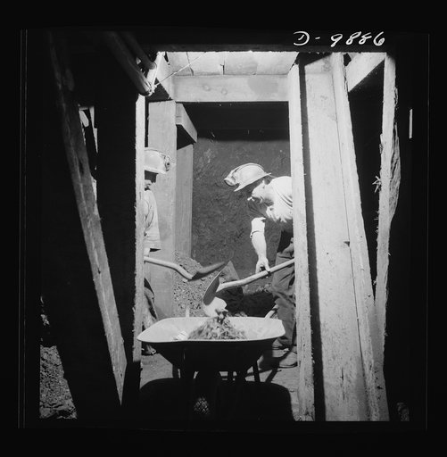 Production. Mercury. Loading mercury ore into a wheelbarrow at the New Idria, California plant. At the New Idria Quicksilver Mining Company plant, triple-distilled mercury is produced from cinnabar, an ore containing sulphur and mercury mined at a number of workings near the plant