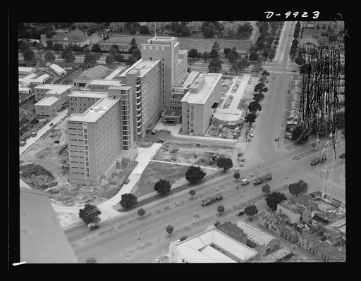 Reciprocal aid. New ten-story hospital "somewhere in Australia" which the government of Australia has provided under reciprocal lend-lease, without payment by the United States, for care of American troops recuperating from illness and wounds
