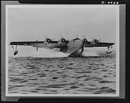 The Coronade (PB2Y), a four-engine flying boat built for the U.S. Navy, is also used by the British Coastal Command. Also a product of Consolidated Vultee, it is the largest and most powerful plane in the Navy service