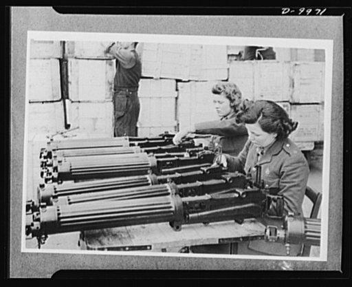 Lend-Lease to Britain. Water-cooled machine guns just arrived from the United States under lend-lease are checked at an ordnance depot in England