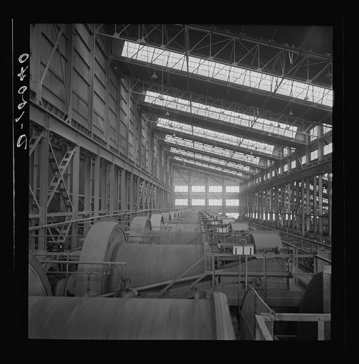 Production. Copper. Ball mills, which grind copper ores to small sizes, at a large concentrator of the Phelps-Dodge Mining Company at Morenci, Arizona. This plant supplies great quantities of the copper so vital in our war effort