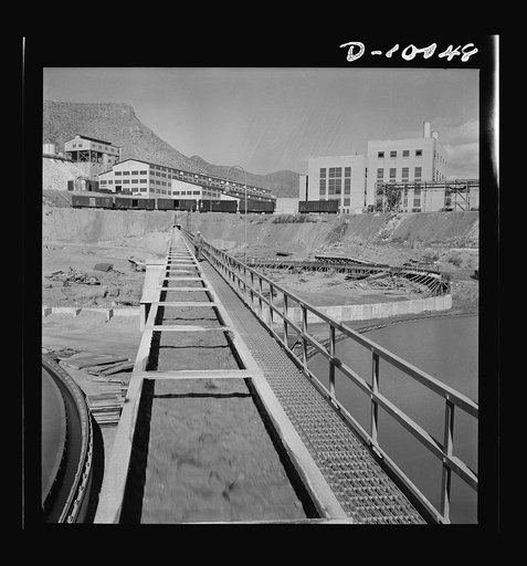 Production. Copper. Open-cut copper mining operations at the Phelps-Dodge Mining Company at Morenci, Arizona. This plant is supplying great quantities of the copper so vital in our war effort