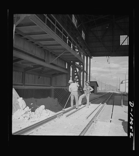 Production. Copper. Ore car dumper and grizzles at copper concentrator at the Phelps-Dodge Mining Company, Morenci, Arizona. This plant is supplying great quantities of the copper so vital in our war effort