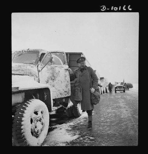 Correspondent overseas. Leon Kay, United Press war correspondent, as he gathered material for his story of U.S. Army truck convoy through the Persian corridor with supplies for Russia