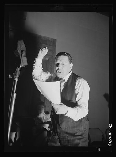 "You Can't Do Business With Hitler." Getting into the spirit of his role in "You Can't Do Business With Hitler" is Abrasha Robofsky. Robofsky plays the part of Adolf Hiter in the radio show which is written and produced by the radio section of the Office of War Information (OWI)