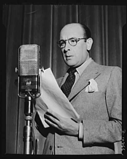 Three Thirds of the Nation. Sir Cedric Hardwicke, reading his lines for the War Production Board (WPB) Blue Network radio show, Three Thirds of the Nation, presented June 3, 1942
