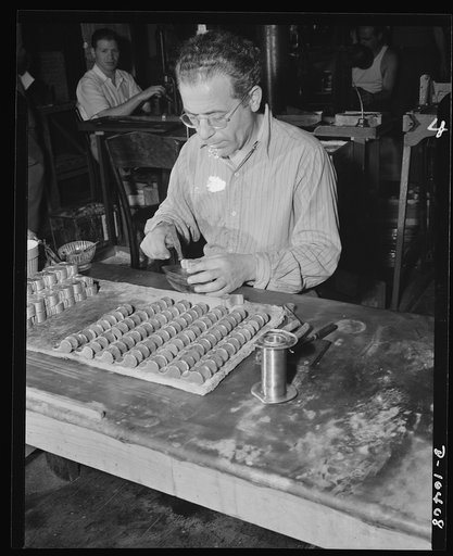 Finishing order of army whistles at Modern Manufacturing Company plant, New York City