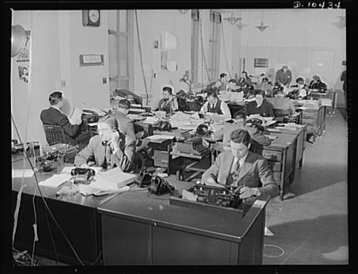 Office of Emergency Management newsroom. April 1, 1942
