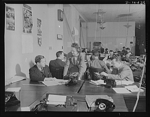 Office of Emergency Management newsroom. April 1, 1942