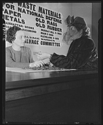 Salvage. New York local story. Keys to Uncle Sam's arsenal for democracy. Ranging in size form a tiny jewelcase opener to a massive half-pound brass device used in a French chateau grilled door, a donor turns over to the salvage drive more than 200 keys weighing five pounds, one ounce to Mrs. Mortim