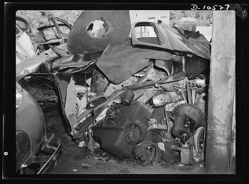 Salvage. Requisitioning auto graveyards. Tons of scrap at the auto graveyard of the Lenox Motor Company, Colmar Manor, Maryland were withheld from the war effort. Donovan, the owner, refused to sell at established junk prices. The material has since been requisitioned by the U.S. government