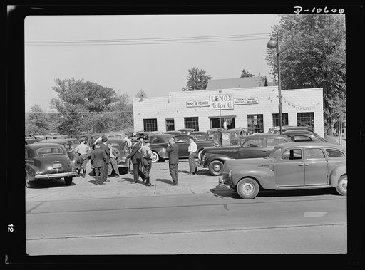 Salvage. Requisitioning auto graveyard. U.S. marshals, accompanied by county police, raid the Colmar Manor, Maryland auto graveyard of the Lenox Motor Company. Donovan, the owner, has refused to sell scrap metal and rubber at established prices and the U.S. government requisitioned all the material 