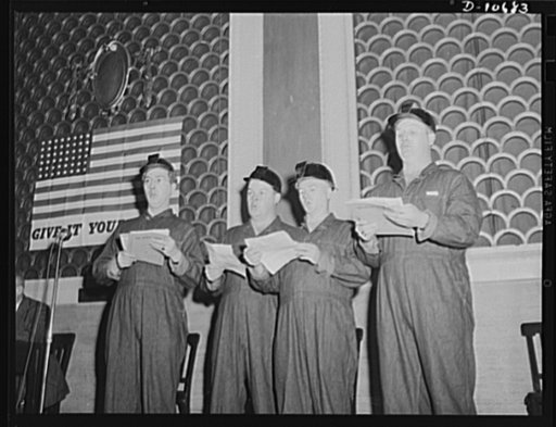 The miners' quartet singing mine songs before labor-management committee members at Scranton, July 29th