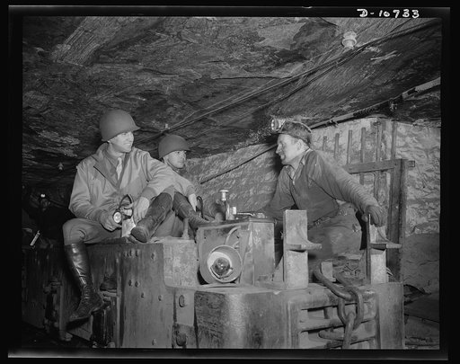 War production drive. Anthracite rallies. No jeep, this underground car in a Pennsylvania anthracite mine. Soldiers learned how hard coal is mined at the anthracite miners' rallies held in Eastern Pennsylvania, September 28th through October 1st