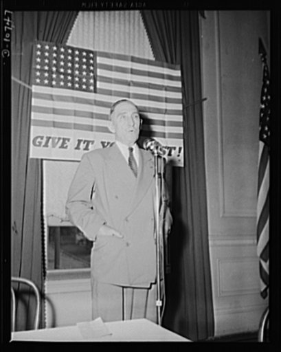 Brigadier General Brice P. Disque, Coordinator for Anthracite, Office of Solid Fuels Coordinator for War, Department of Interior, speaking before labor-management committee members at Hazleton, July 30th
