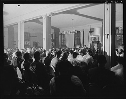 Members of joint labor-management committees at Wilkes-Barre, July 29th. Richard Maize, Secretary of Mines, State of Pennsylvania, speaking; Michael J. Kosik, seated, chairman