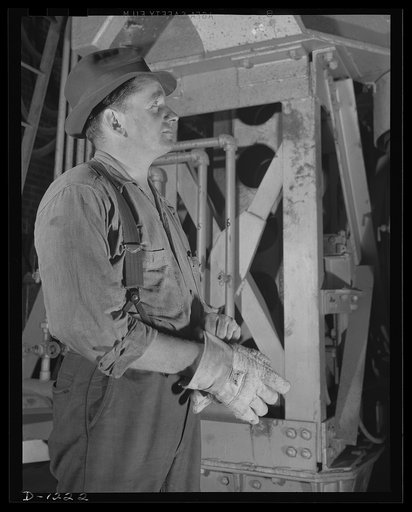 Steel manufacture, Allegheny-Ludlum. Robert Poster, crane inspector at the Allegheny-Ludlum plant