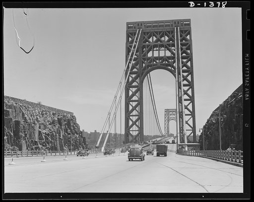 The four freedoms. No target is this sundrenched monument to American engineering genius. It's the George Washington Bridge, taken from the New Jersey side of the Hudson river, looking toward New York City