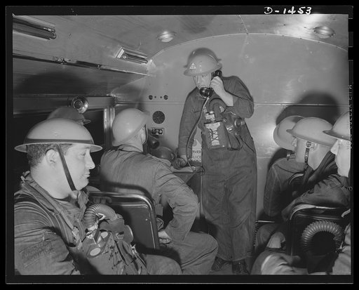 Civilian defense. Communications vital to civilian defense. The New York City Emergency Services truck displayed at the ivilian defense show at Madison Square Garden, New York, in October, is equipped with a dispatcher's desk and telephone facilities for workers sent out from the truck. It is also e