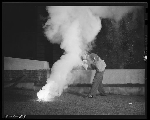 Civilian protection. An effective means of extinguishing a magnesium incendiary bomb is to come up over it with a sandbag protecting the face, then drop the sandbag squarely over the incendiary. The heat burns through the burlap, releasing the sand. The sand covers the entire bomb, checking off the 