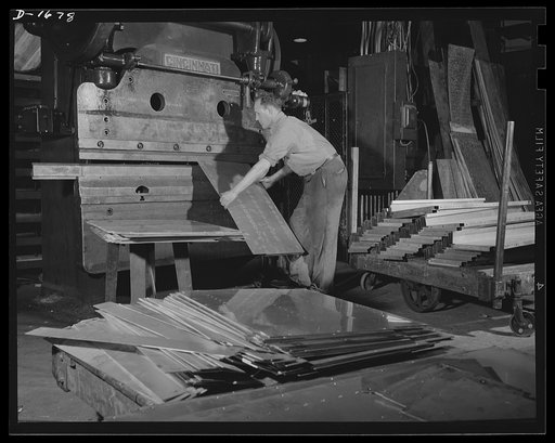 Shipbuilding (Norfolk Navy Yard). This is the sheet aluminum department, where this vital defense metal is cut and stamped for use aboard naval warcraft.