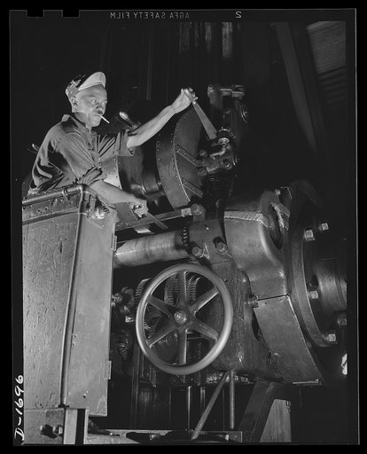 Shipbuilding (Newport News). There are many complicated machining operations involved in the production of ships for our two-ocean Navy. This skilled worker is one of thousands at the Newport News ways