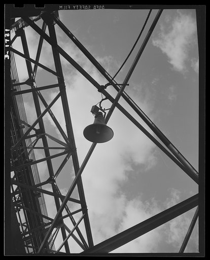 Shipbuilding (Norfolk Navy Yard). This speaker is installed in the steel framework of the ways on which the huge new battleship U.S.S. Alabama is being rushed to completion at a cost of more than 70 million dollars. This super dreadnought will be launched in February, 1942