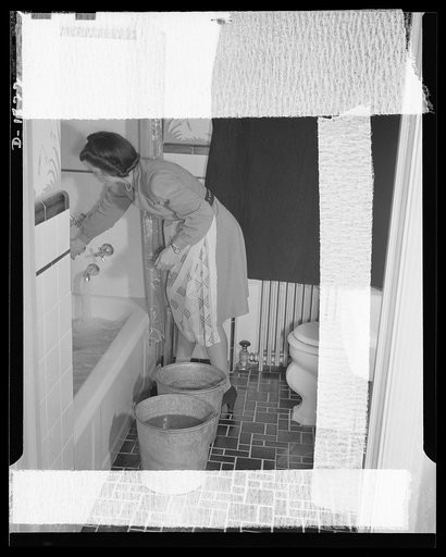 Air raid protection--what to do in your home. When the air raid siren sounds, fill available containers, including the bathtub with water. This serves two purposes: it provides (1) a ready supply of water in the event of fire, and (2) readily available water for the family in the event a bomb stikes