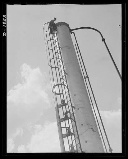 Oil. This is the huge gasoline stabilizing tower of the McKean Cracking Plant of the Quaker State Refining Company, Bradford, Pennsylvania. Quaker State is one of the many American oil companies working to supply the fuel and lubrication needed for the war machines of democracy