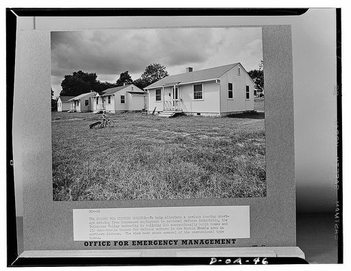 Tennessee Valley Authority Houses For Defense Workers. To help alleviate a serious housing shortage arising from increased employment in national defense industries, the Tennessee Valley Authority is building 100 conventionally built homes and 150 demountable houses for defense workers in the Muscle