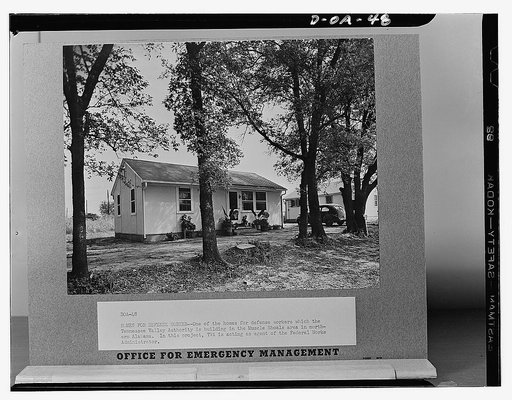 Homes for defense worker. One of the homes for defense workers which the Tennessee Valley Authority is building in the Muscle Shoals are in northern Alabama. In this project, the TVA is acting as agent of the Federal Works Administrator