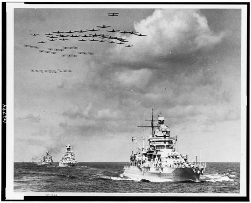The Navy uses enormous amounts of rubber. At least seventy-five tons of rubber, enough to makes 17,000 tires, are used in the construction of each of these battleships. Tons more are needed for the naval planes that are making history over the world. Medical and communication requirements--and count