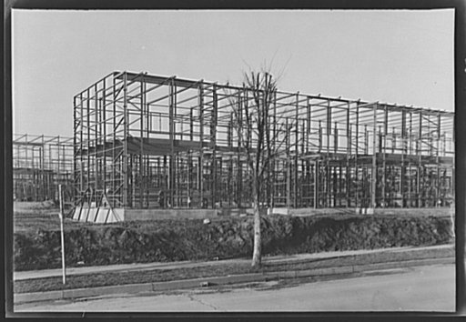 Navy construction at a naval base for the housing of ship building workers