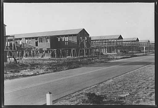Navy construction at a naval base for the housing of ship building workers