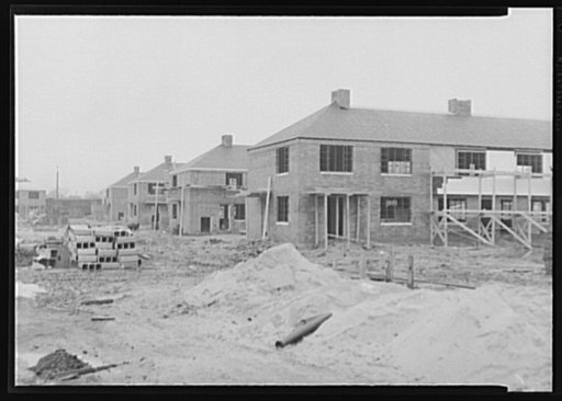 Portion of the Swanson Homes development in Virginia which are nearing completion. These units are being constructed by the local housing authority of Portsmouth with funds advanced by the USHA (U.S. Housing Agency)