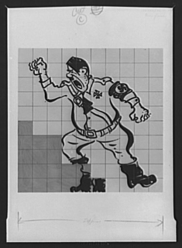 Keeping score in the war production drive. 3) All squared  away for a quick trip to the gallows is our friend Adolf. Here's still another of the "scoreboards" suggested by the War Production Board (WPB) for use in plants which are taking part in the war production drive. Squares are interchanged and