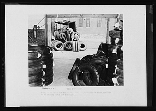 Tire retreading. Ready to be processed for reuse. Here is a truckload of tires arriving at an Eastern plant for recapping