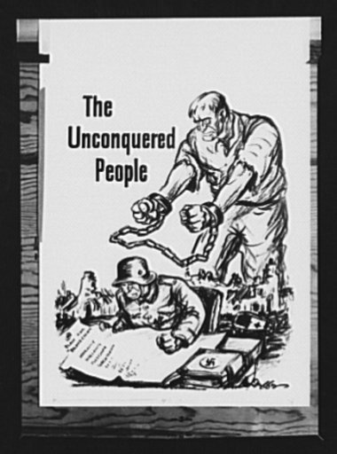Sketch from "The Unconquered People." One of the illustrations from "The Unconquered People," a twelve page pamphlet published by the Office of War Information (OWI), Washington, D.C., describing the resistance to Hitler on the part of the people of the occupied countries of Europe
