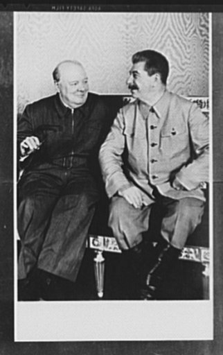 Official pictures of meeting of Stalin, Churchill, Harriman. These are the first official pictures released in the United States of the recent meetings of Premier I.V. Stalin, Union of Soviet Socialist Republics; Prime Minister Winston Churchill of Britain; and W. Averrell Harriman, representing Pre