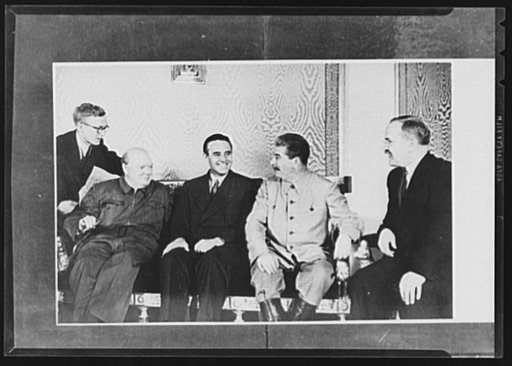 Official pictures of meeting of Stalin, Churchill, Harriman. These are the first official pictures released in the United States of the recent meetings of Premier I.V. Stalin, Union of Soviet Socialist Republics; Prime Minister Winston Churchill of Britain; and W. Averrell Harriman, representing Pre