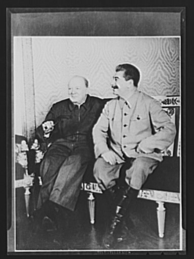 Official pictures of meeting of Stalin, Churchill, Harriman. These are the first official pictures released in the United States of the recent meetings of Premier I.V. Stalin, Union of Soviet Socialist Republics; Prime Minister Winston Churchill of Britain; and W. Averrell Harriman, representing Pre