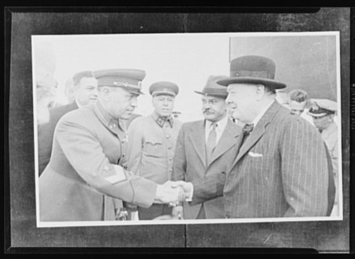 Official pictures of meeting of Stalin, Churchill, Harriman. These are the first official pictures released in the United States of the recent meetings of Premier I.V. Stalin, Union of Soviet Socialist Republics; Prime Minister Winston Churchill of Britain; and W. Averrell Harriman, representing Pre