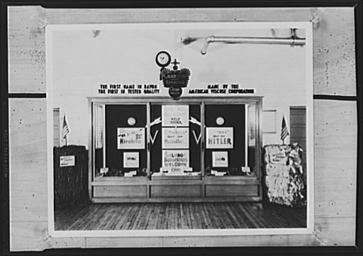 Salvage window display, Crown Rayon Company