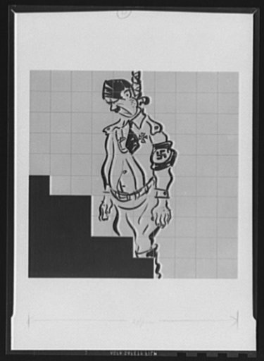 Keeping score in the war production drive. 3) All squared  away for a quick trip to the gallows is our friend Adolf. Here's still another of the "scoreboards" suggested by the War Production Board (WPB) for use in plants which are taking part in the war production drive. Squares are interchanged and