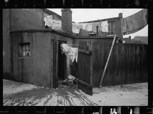 Untitled photo, possibly related to: Alley dwelling near Union Station, showing crowded, tiny backyards, Washington, D.C.