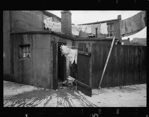 Untitled photo, possibly related to: Alley dwelling near Union Station, showing crowded, tiny backyards, Washington, D.C.