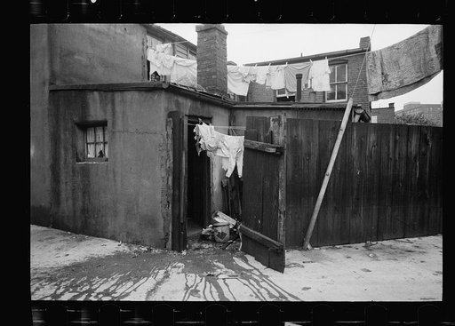 Untitled photo, possibly related to: Alley dwelling near Union Station, showing crowded, tiny backyards, Washington, D.C.