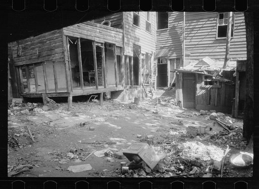 Untitled photo, possibly related to: Alley dwelling near Union Station, showing crowded, tiny backyards, Washington, D.C.