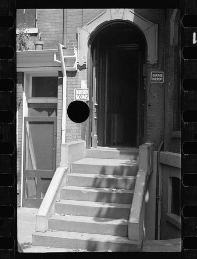 Untitled photo, possibly related to: Furnished rooms to rent. Typical house which faces government clerk in his search for a home, Washington, D.C.
