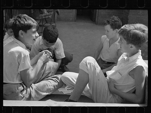 Untitled photo, possibly related to: Boys playing cards near Union Station, Washington, D.C.